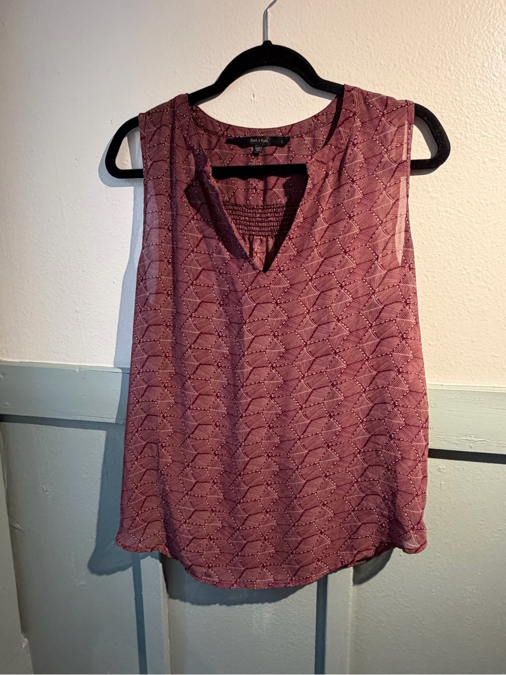 Fun & Fun Sleeveless V-Neck Blouse - Mauve Pink